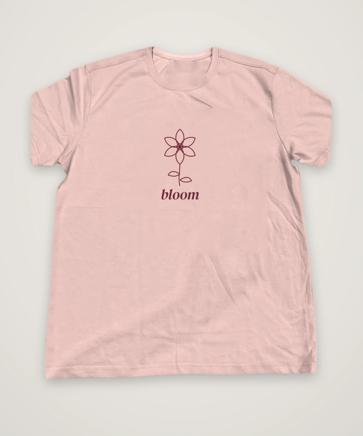Bloom T-shirt design idea, blush pink, mock-up