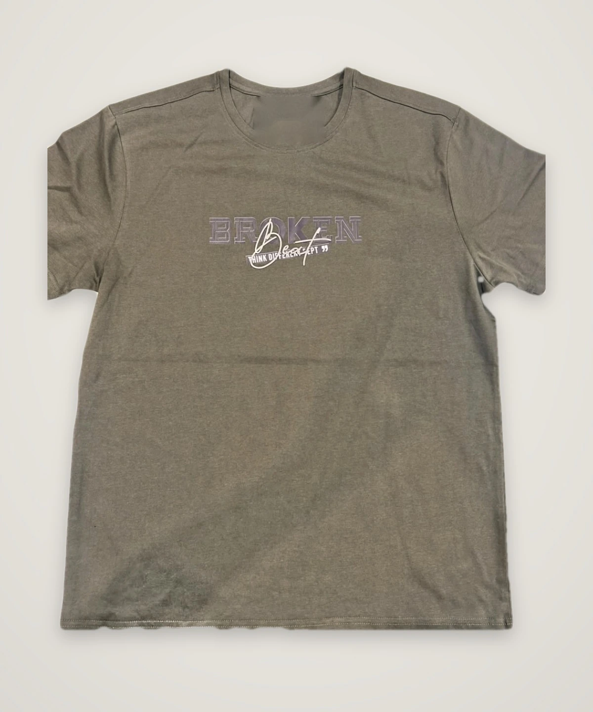 Broken T-shirt, olive, front