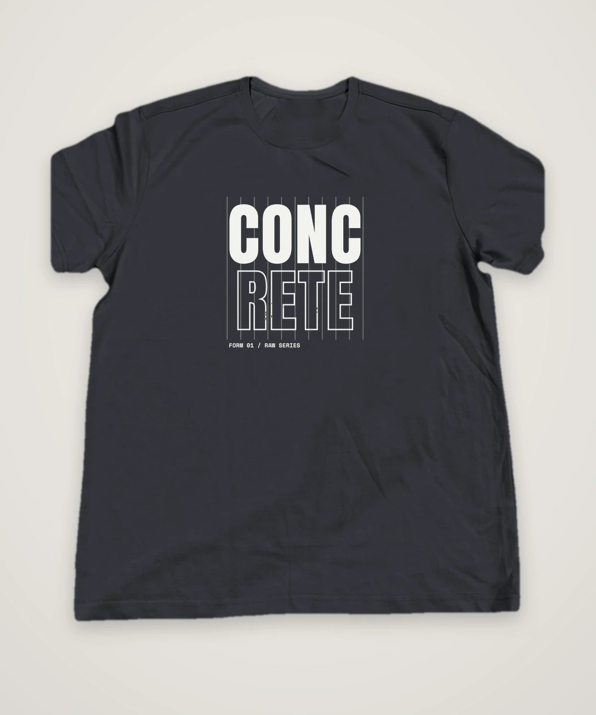 Concrete T-shirt design idea, charcoal, mock-up