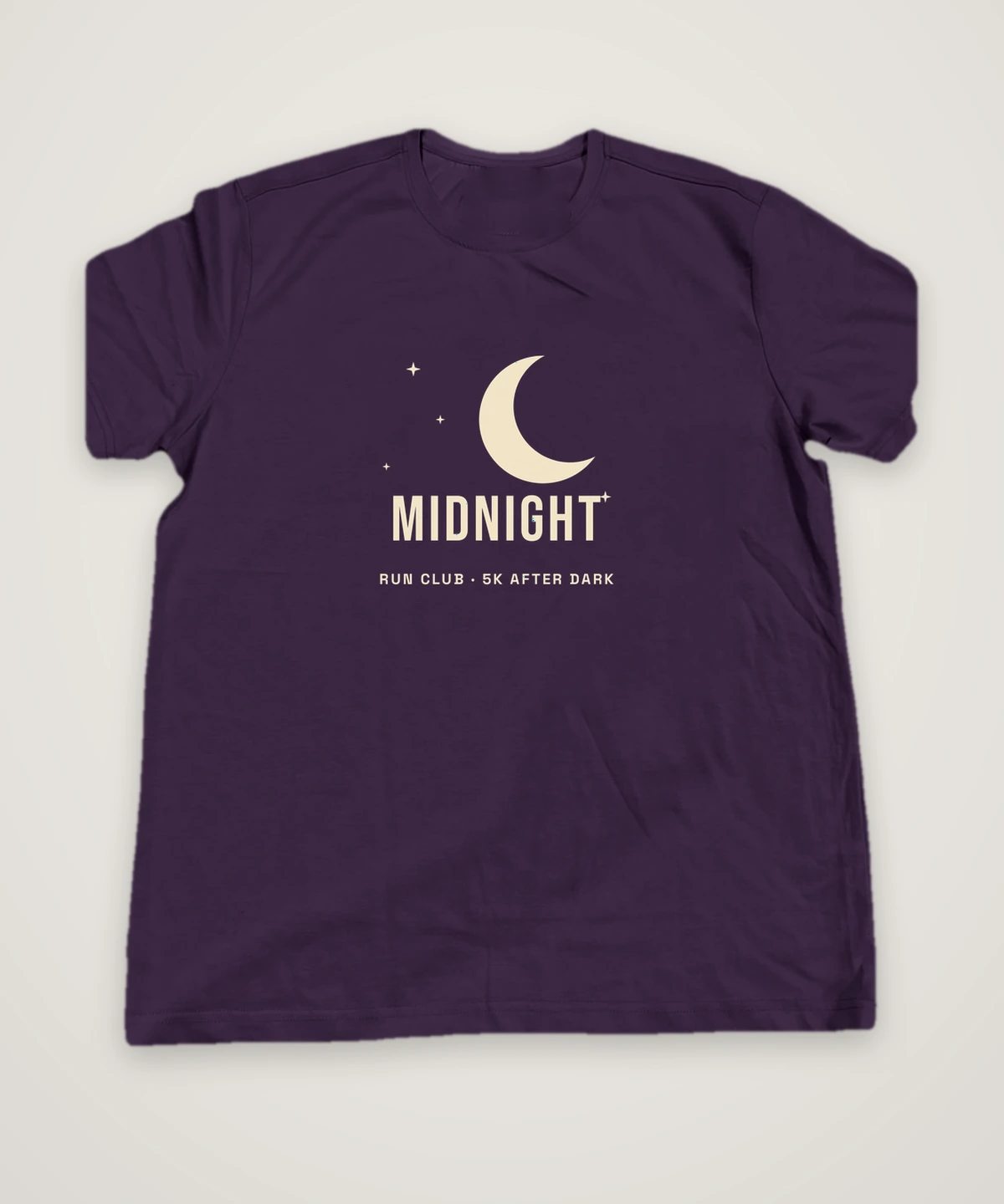 Midnight Run T-shirt design idea, deep plum, mock-up