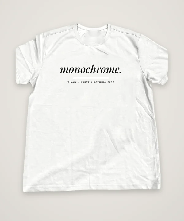 Monochrome T-shirt design idea, white, mock-up