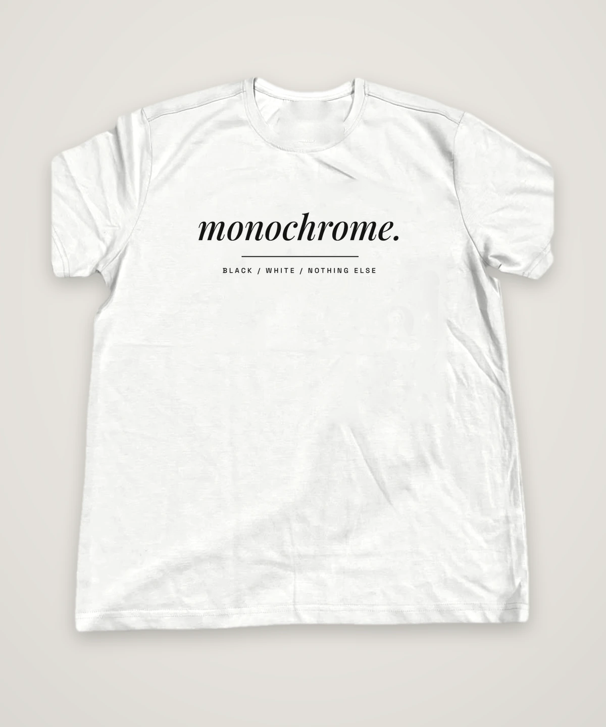Monochrome T-shirt design idea, white, mock-up