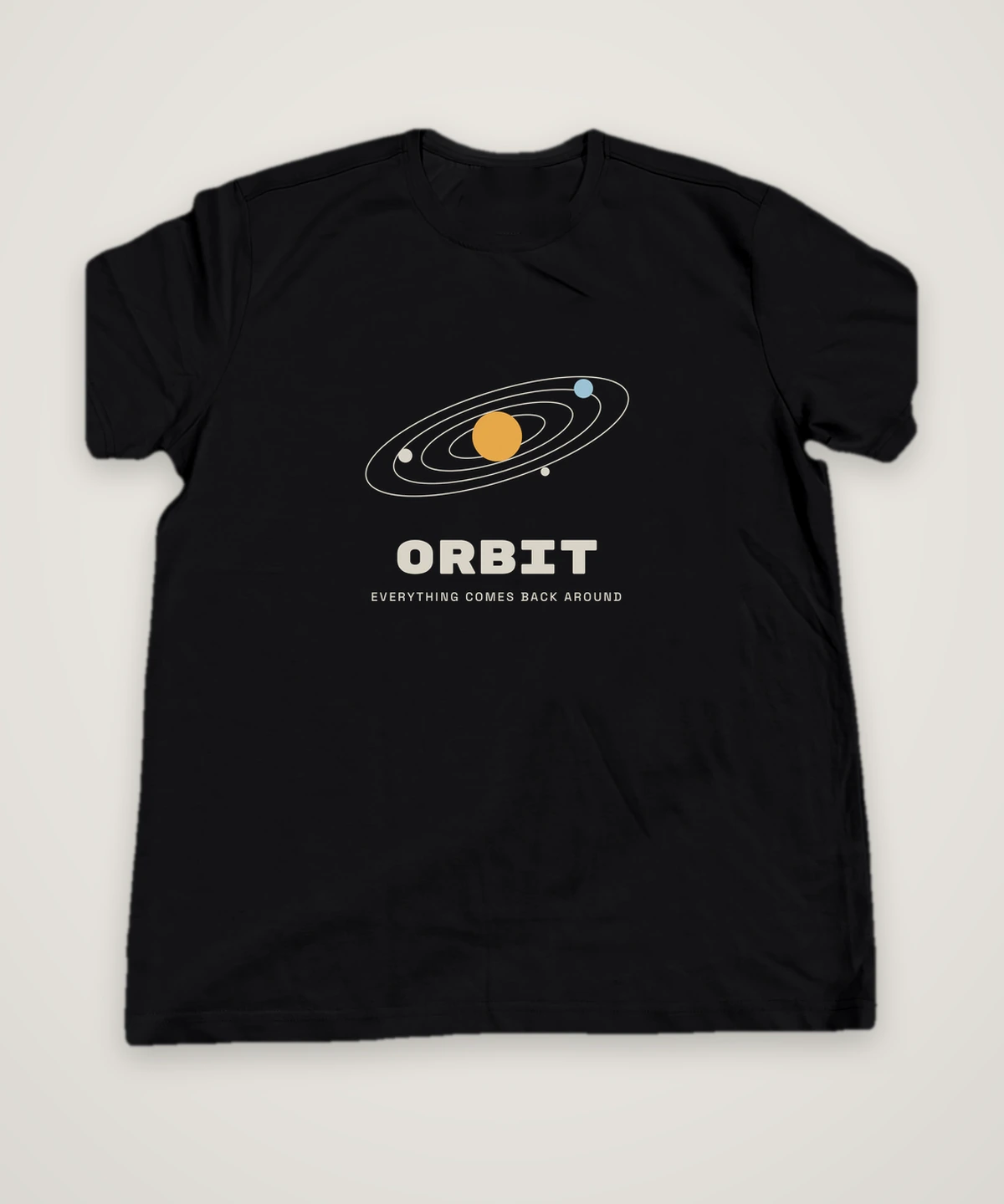 Orbit T-shirt design idea, black, mock-up