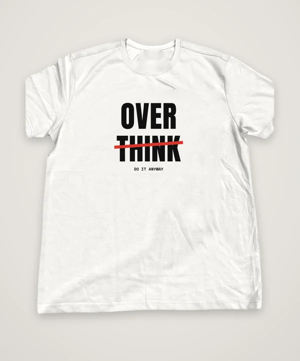 Overthink T-shirt design idea, white, mock-up
