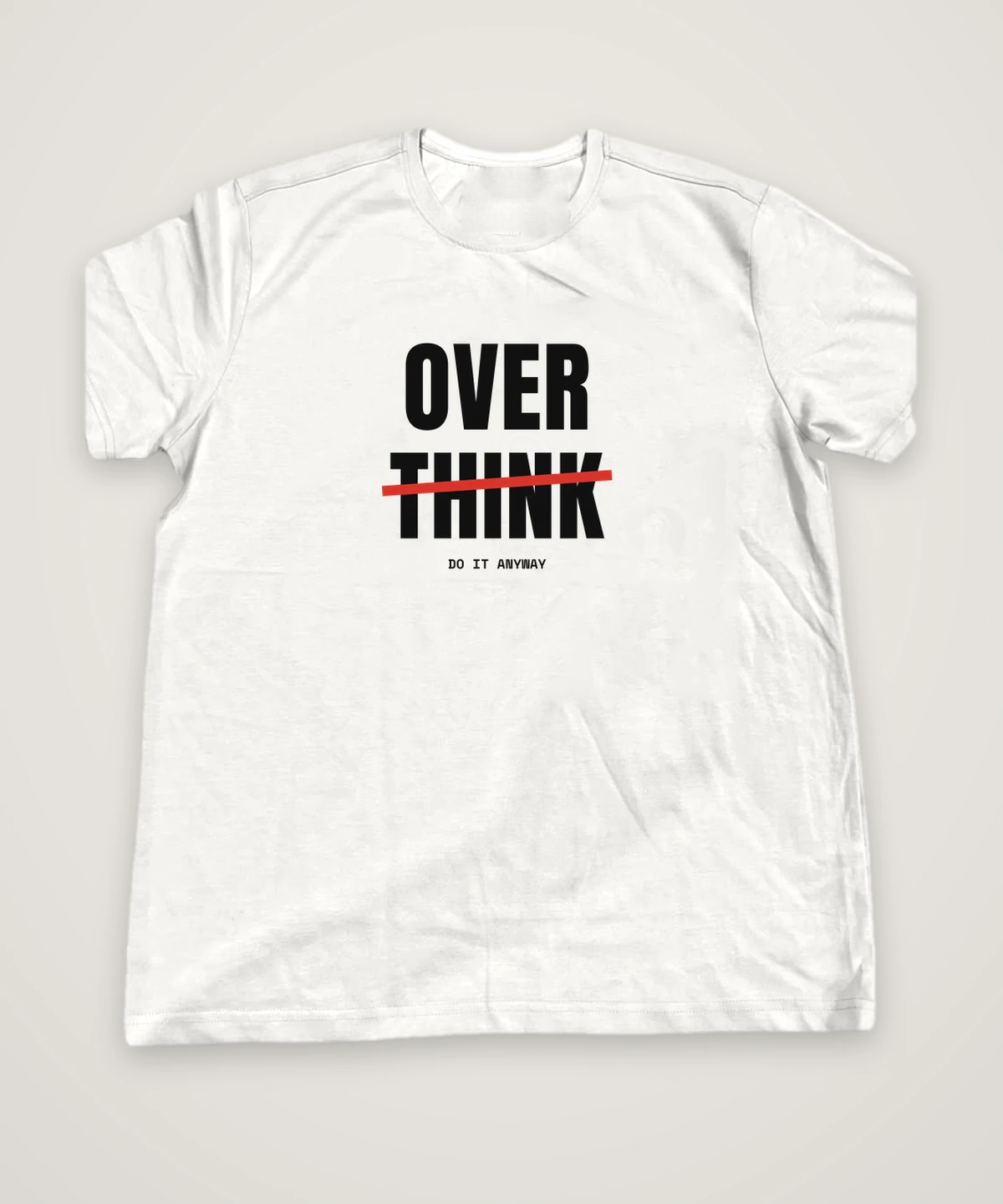 Overthink T-shirt design idea, white, mock-up