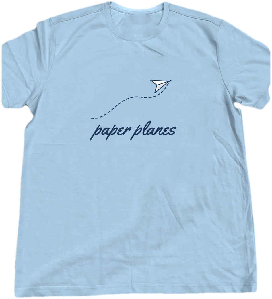 Paper Planes T-shirt on a hanger