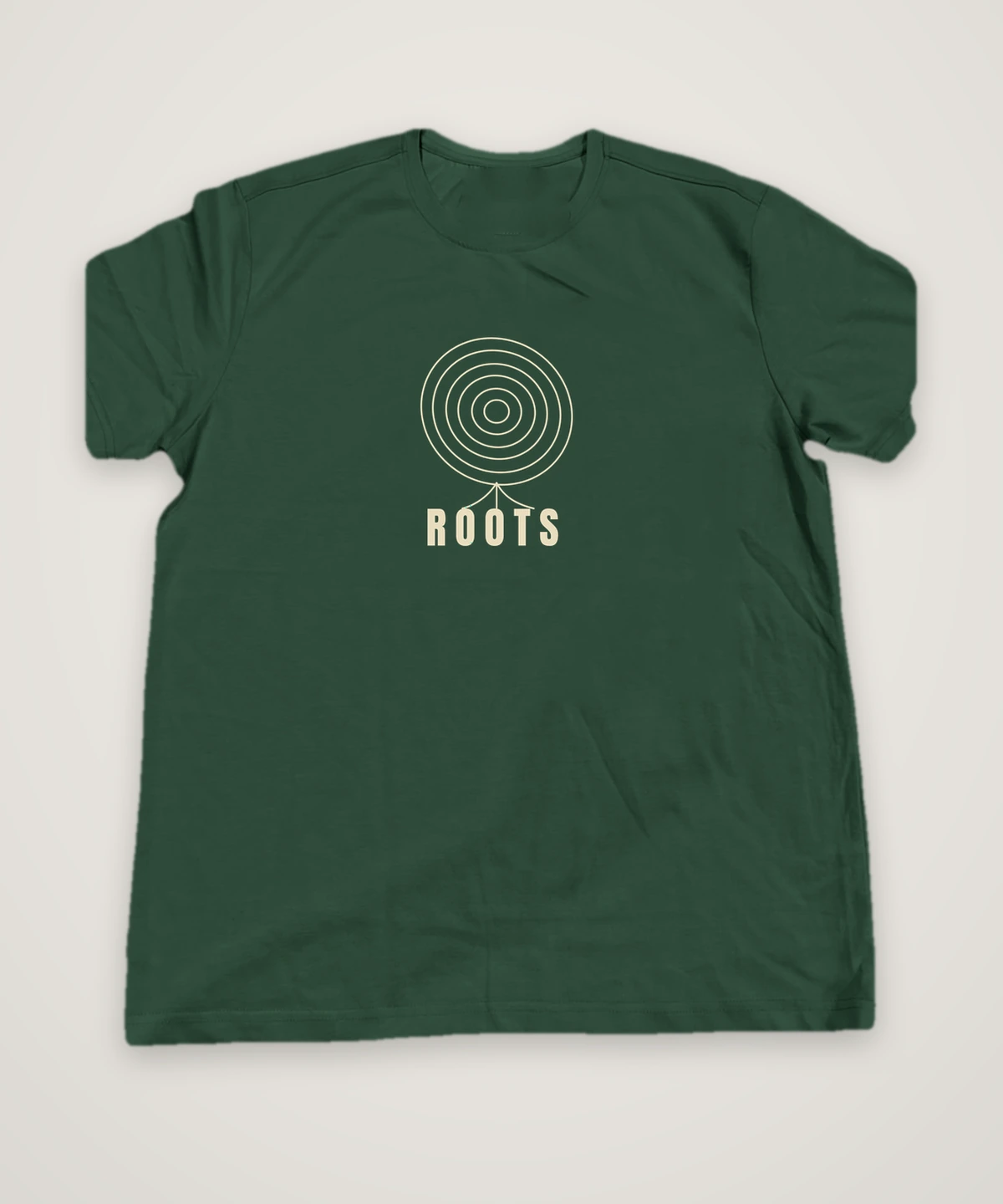 Roots T-shirt design idea, forest green, mock-up