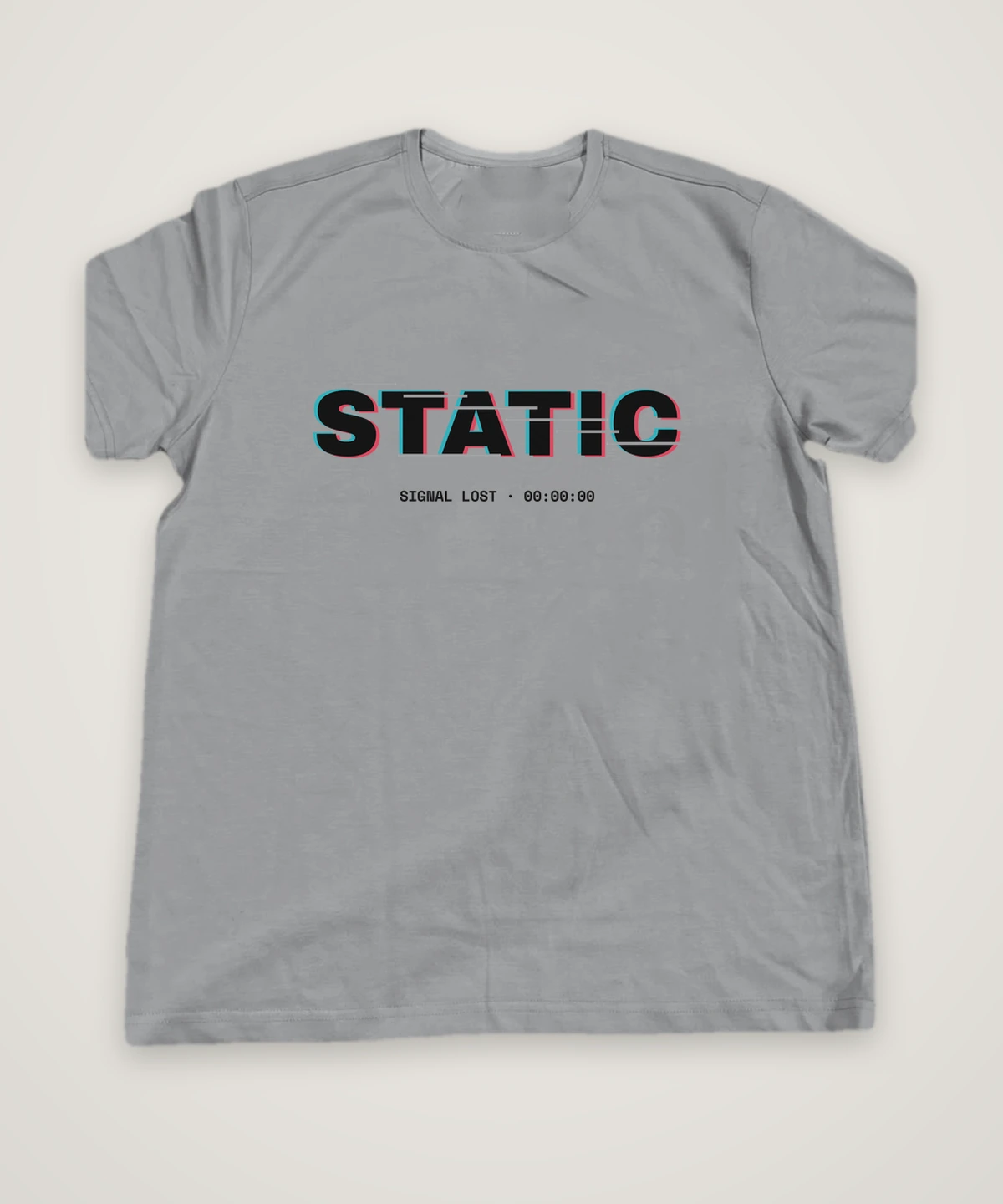 Static T-shirt design idea, grey melange, mock-up