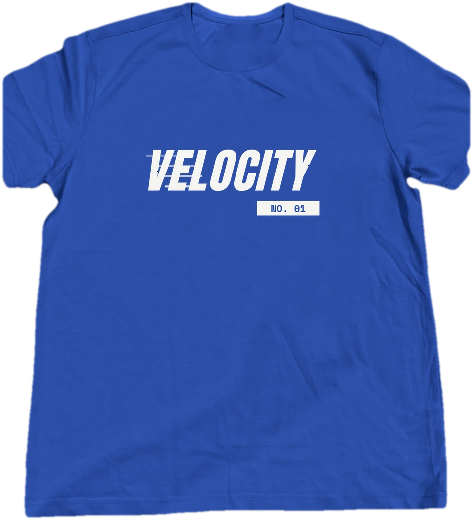 Velocity T-shirt on a hanger