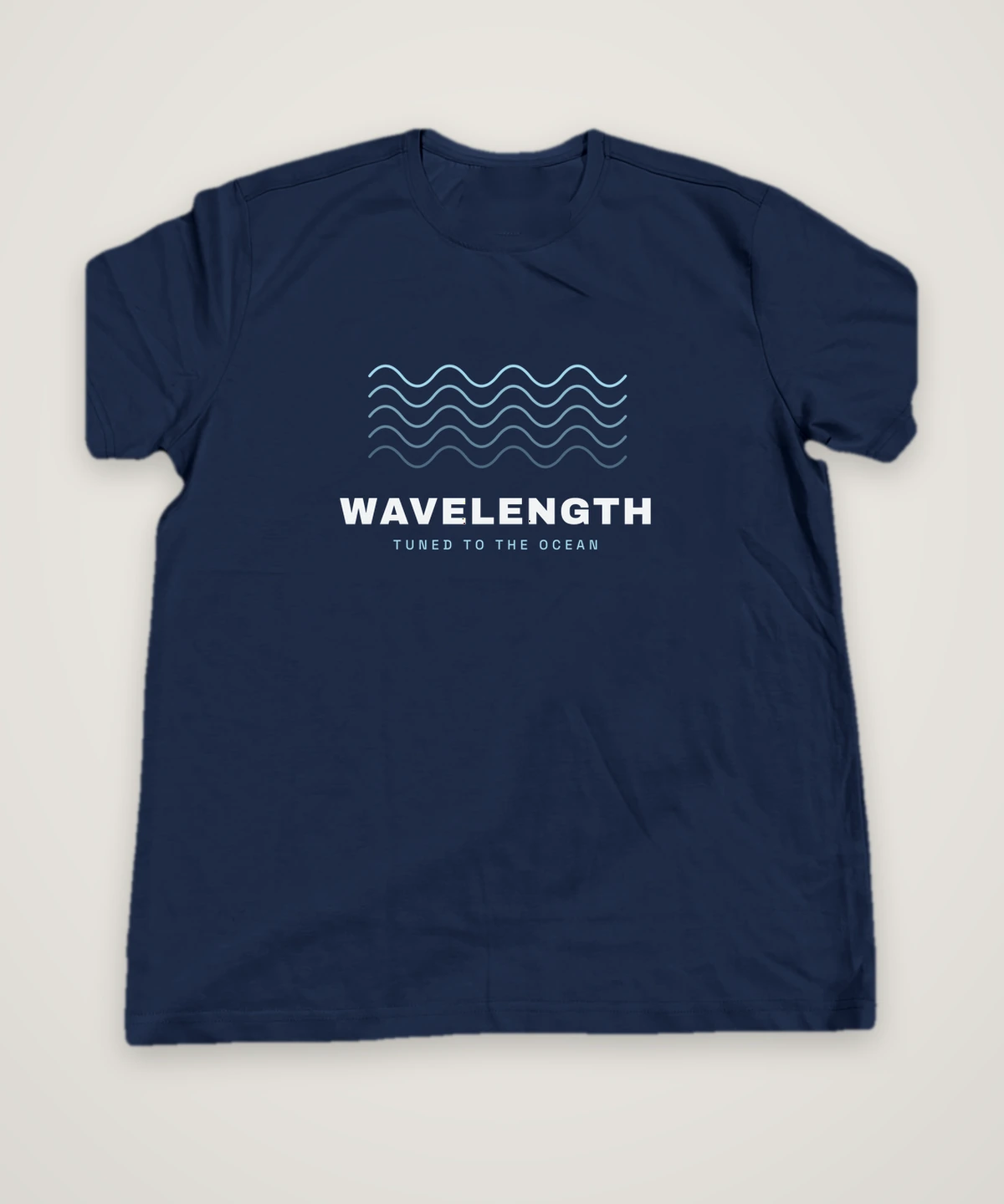 Wavelength T-shirt design idea, navy, mock-up